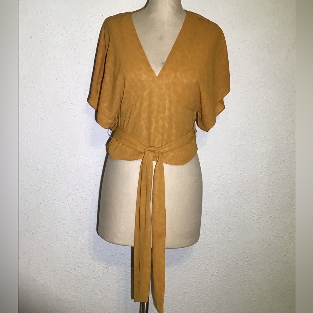 Current Air mustard wrap blouse size small